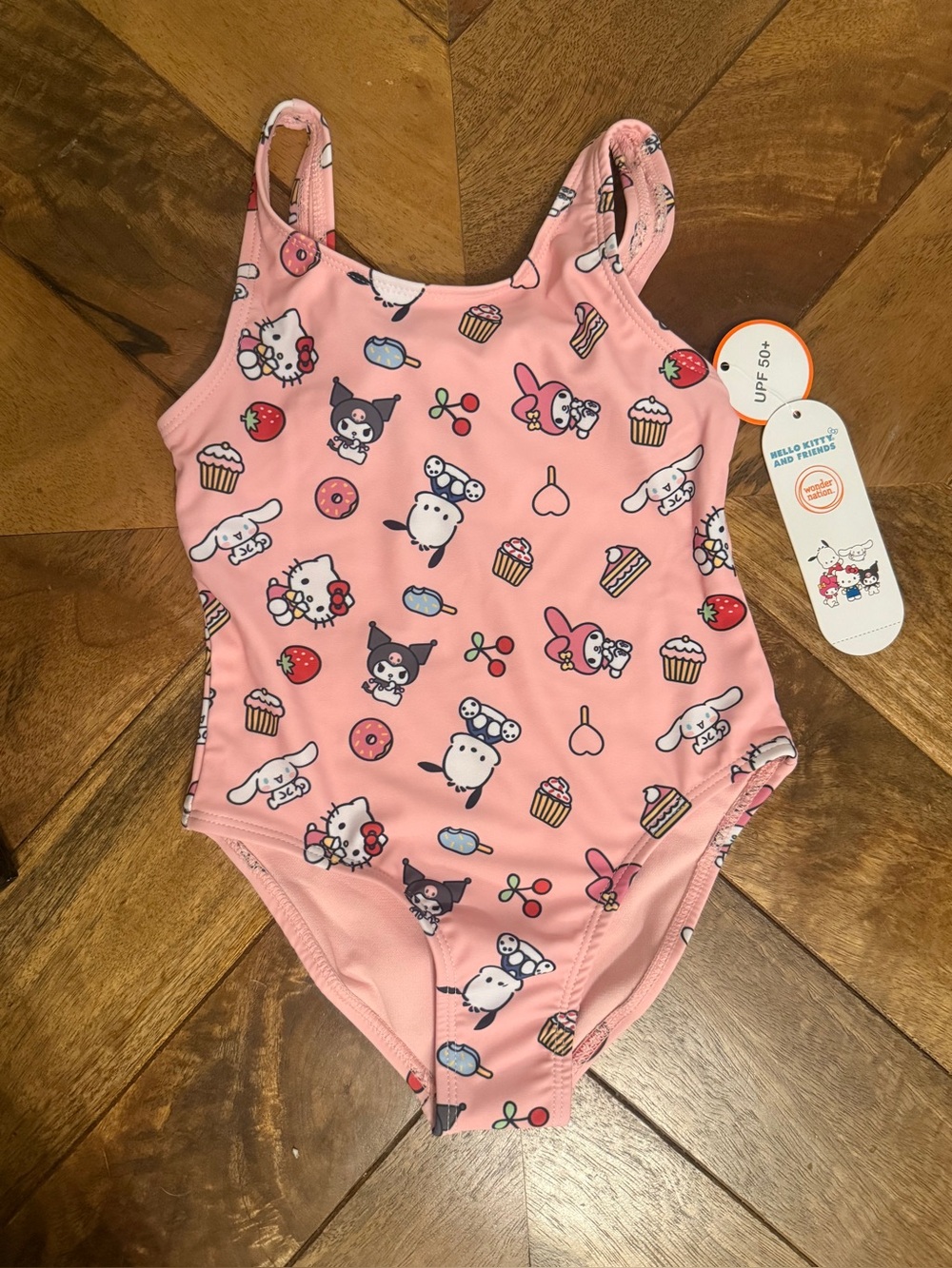 Hello Kitty & Friends Girls One-Piece Swimsuit Pink Size 4T UPF 50+ New
